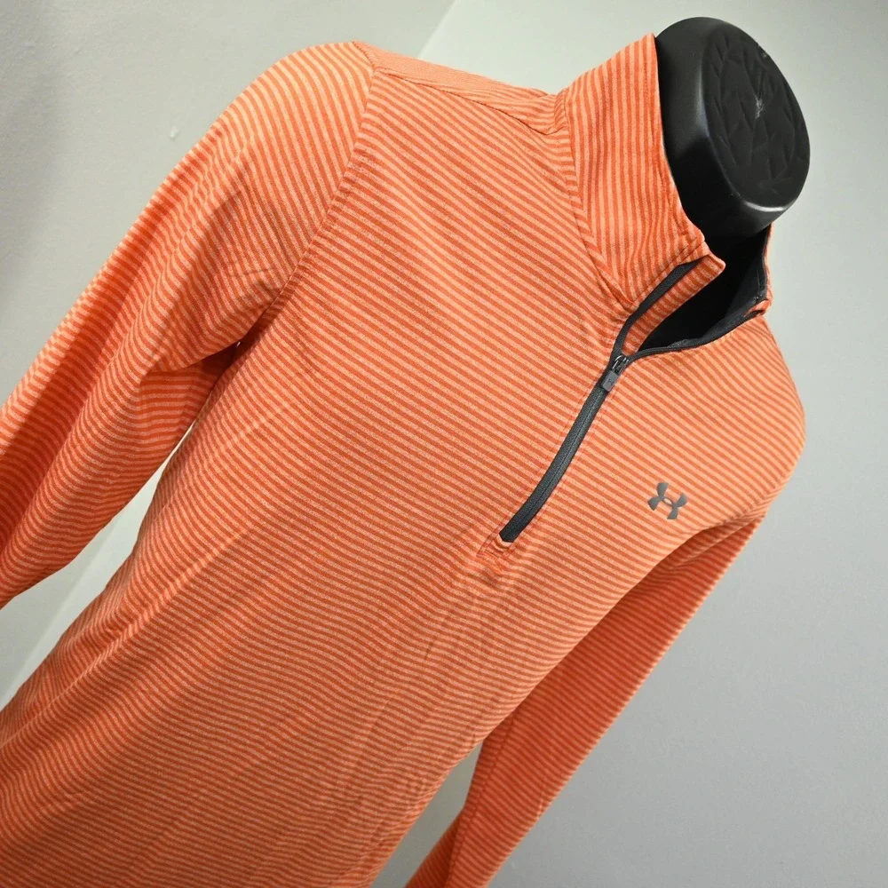 Under Armour 1/4‎ Zip Golf Jacket Mens Small Orange Loose Pullover Lightweight